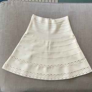 Herve Leger ivory bandage skirt